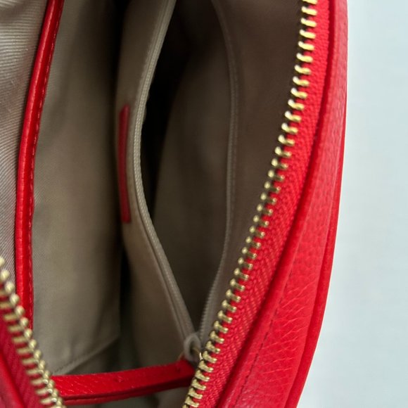 Nordstrom Red Pebble Leather Crossbody Small Dianne Goldtone Hardware - Picture 11 of 16